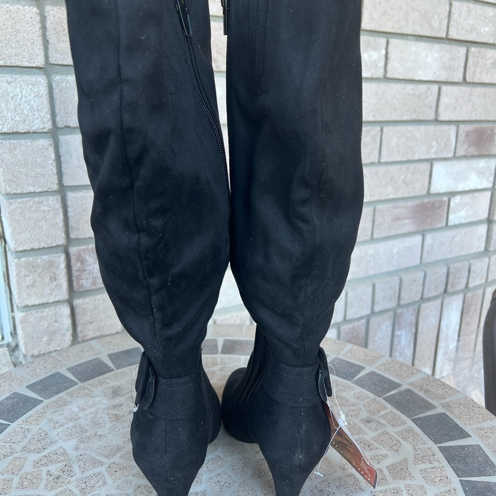 4. New without Box Bella Vita Troy II Tall Suede Dress Boots 7W Plus Calf - Picture 6 of 10